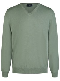 OLYMP Pullover - Regular Fit - Merinowolle - V-Ausschnitt - hellgrün