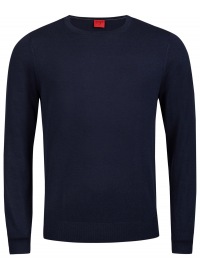OLYMP Pullover - Regular Fit - Rundhals - Merinowolle mit Seide - dunkelblau