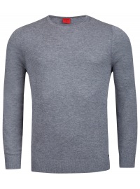 OLYMP Pullover - Regular Fit - Rundhals - Merinowolle mit Seide - grau