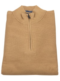 OLYMP Pullover - Troyer With Reissverschluss - Strick - Structure- Light Brown