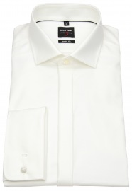 OLYMP Gala Shirt - Level 5 Body Fit - Structure - Double Cuff - Light Beige