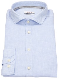 Pure Shirt - Slim Fit Casual - Kent Collar - Leinen - Light Blue