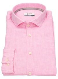 Pure Hemd - Slim Fit Casual - Kentkragen - Leinen - rosa