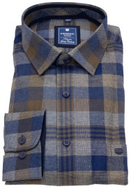 Redmond Flanellhemd - Comfort Fit - kariert - braun / blau