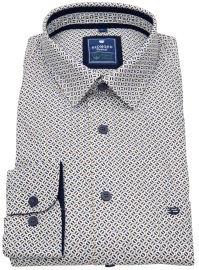 Redmond Shirt - Comfort Fit - Casual - Bio Baumwolle - Print - Blue / Brown - w/o OP