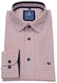 Redmond Hemd - Comfort Fit - Casual - Bio Baumwolle - Print - blau / rot