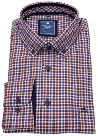 Redmond Hemd - Comfort Fit - Casual - Button Down - Bio Baumwolle - kariert - rot - ohne OVP