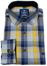 Redmond Shirt - Comfort Fit - Casual - Kent Collar - Checked - Blue / Yellow