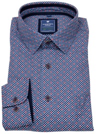 Redmond Shirt - Comfort Fit - Kent Collar - Bio Baumwolle - Red / Blue - w/o OP