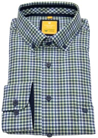 Redmond Hemd - Modern Fit - Button Down Kragen - kariert - grün / blau