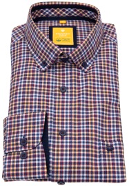 Redmond Shirt - Modern Fit - Button Down Collar - Checked - Red / Blue