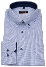 Redmond Shirt - Modern Fit - Button Down Collar - Structure - Blue - w/o OP