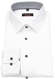 Redmond Shirt - Modern Fit - Kent Collar - Twill - Blacke Contrast Buttons - White