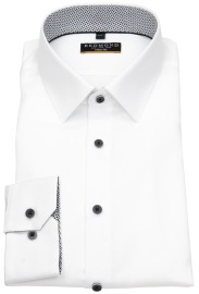 Redmond Shirt - Slim Fit - Twill - Blacke Contrast Buttons - White - w/o OP