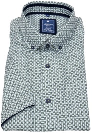 Redmond Kurzarmhemd - Comfort Fit - Button Down Kragen - grün / weiß - ohne OVP