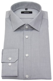 Seidensticker Shirt - Shaped Fit - Kent Collar - Grey - w/o OP