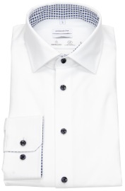 Seidensticker Shirt - Slim Fit - Performance Shirt - Contrast Buttons - White - w/o OP