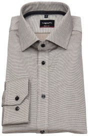 Venti Shirt - Body Fit - Kent Collar - Contrast Buttons - Brown