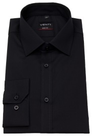 Venti Shirt - Body Fit - Kent Collar - Black - w/o OP