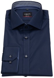 Venti Hemd - Body Fit - Kentkragen - Twill - Kontrastknöpfe - dunkelblau