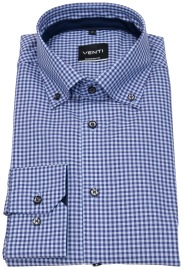 Venti Shirt - Modern Fit - Button Down Collar - Checked - Blue / Light Blue - w/o OP