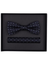 Venti Bow Tie And Pocket Square Im Set - Silk - Blue