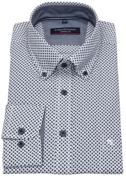 Casa Moda Hemd - Casual Fit - Button Down - dunkelblau / hellblau - extra langer 72cm Arm - 444304902 100 