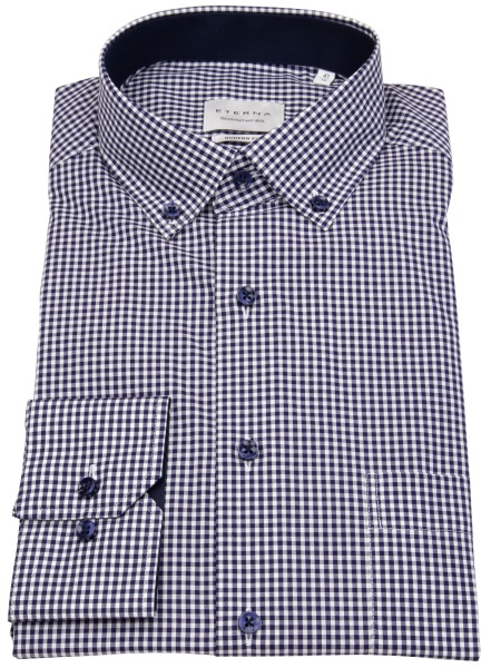 Eterna Hemd - Modern Fit - Button Down - dunkelblau / weiß - extra langer 68cm Arm - ohne OVP - 8913 X146 16 Al=68 