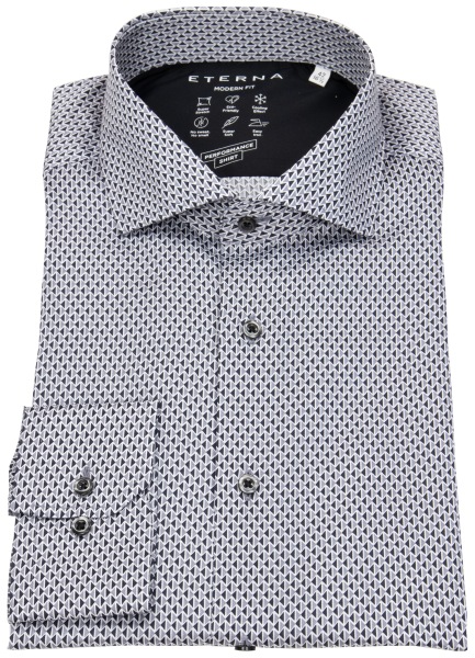 Eterna Hemd - Modern Fit - Performance Shirt - Print - grau / schwarz - ohne OVP - 4171 X17V 35 