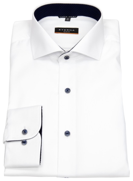 Eterna Hemd - Slim Fit - Cover Shirt - Kontrastknöpfe - weiß - ohne OVP - 8819 F142 00 