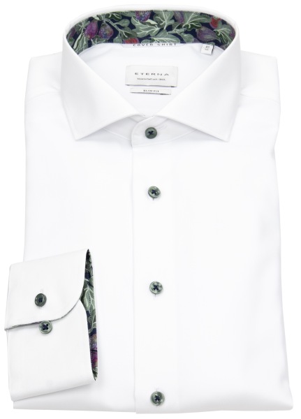 Eterna Hemd - Slim Fit - Haifischkragen - Kontrastknöpfe - weiß - 8824 F142 00 