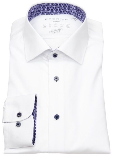 Eterna Hemd - Slim Fit - Performance Shirt - Kontrastknöpfe - weiß - 4194 F140 00 