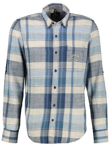 Lerros Hemd - Regular Fit - Button Down Kragen - kariert - blau / weiß - 2521421 443 