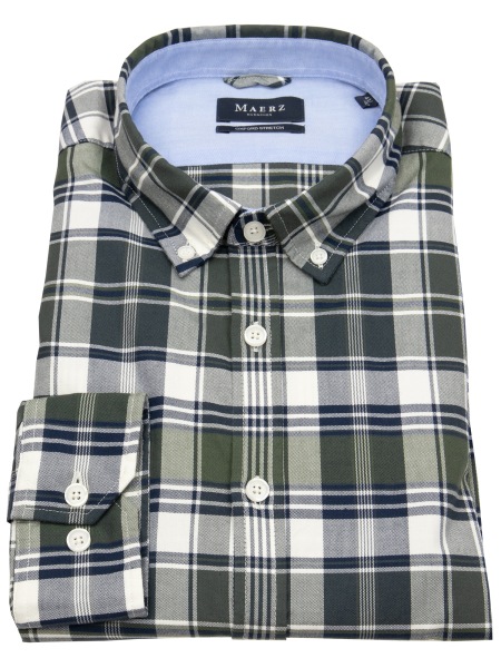 MAERZ Muenchen Hemd - Modern Fit - Button Down Kragen - Oxford - kariert - grün / blau - 722501 228 