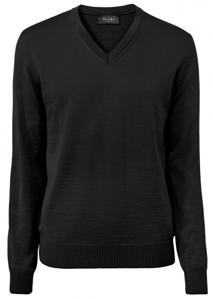 MAERZ Muenchen Pullover - Classic Fit - V-Ausschnitt - Merinowolle - anthrazit - 490400 591 