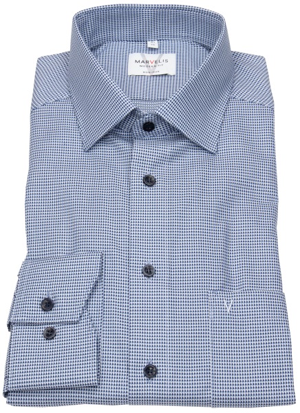 Marvelis Hemd - Modern Fit - Struktur - Kontrastknöpfe - blau / hellblau - ohne OVP - 7207 44 18 