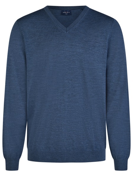 Marvelis Pullover - Merinowolle - V-Ausschnitt - blau - 6320 25 13 