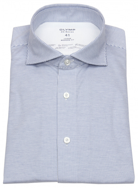 OLYMP Hemd - Modern Fit - 24 / Seven - All Time Shirt - blau / weiß - 1210 14 13 