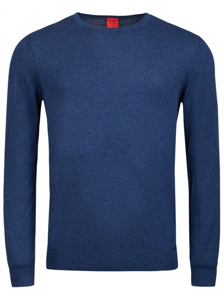 OLYMP Pullover - Regular Fit - Rundhals - Merinowolle mit Seide - blau - 0151 11 19 