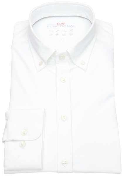 Pure Hemd - Slim Fit - Functional Shirt - Button Down Kragen - weiß - 4061-21250 900 