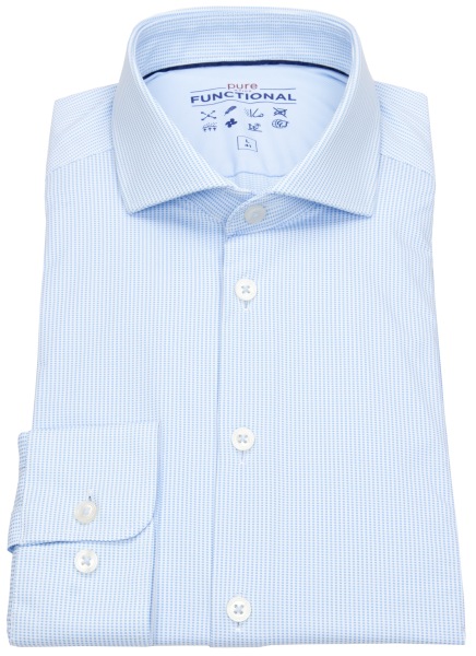 Pure Hemd - Slim Fit - Functional Shirt - Haifischkragen - hellblau / weiß - 4048-21750 100 