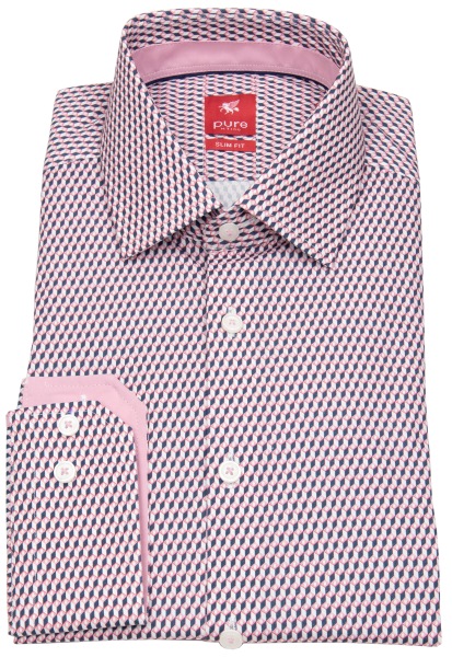 Pure Hemd - Slim Fit - Kentkragen  - Print - rosa / weiß - ohne OVP - 61017-21106 390 