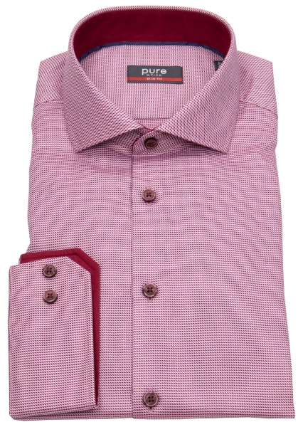 Pure Hemd - Slim Fit - Kontrastknöpfe - rosé / dunkelrot - 91000-21706 340 