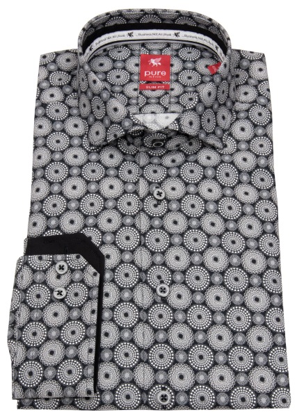 Pure Hemd - Slim Fit - Print - schwarz / weiß - ohne OVP - 31028-21703 777 