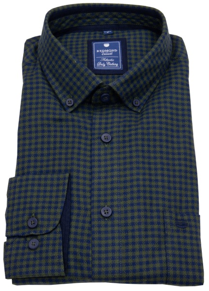 Redmond Flanellhemd - Comfort Fit - Button Down - kariert - grün / blau - ohne OVP - 242075111 60 