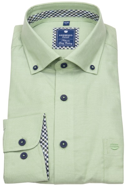 Redmond Hemd - Comfort Fit - Button Down Kragen - Casual - Kontrastknöpfe - grün - 251055111 60 