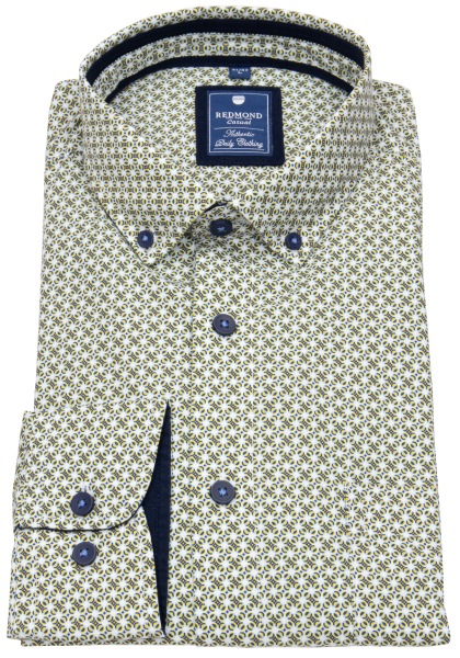 Redmond Hemd - Comfort Fit - Button Down Kragen - gelb / blau  / weiß - ohne OVP - 241075111 40 