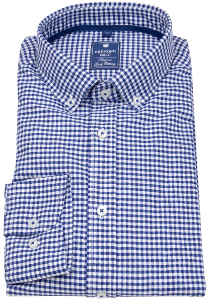 Redmond Hemd - Comfort Fit - Button Down Kragen - kariert - blau / weiß - ohne OVP - 231505111 19 