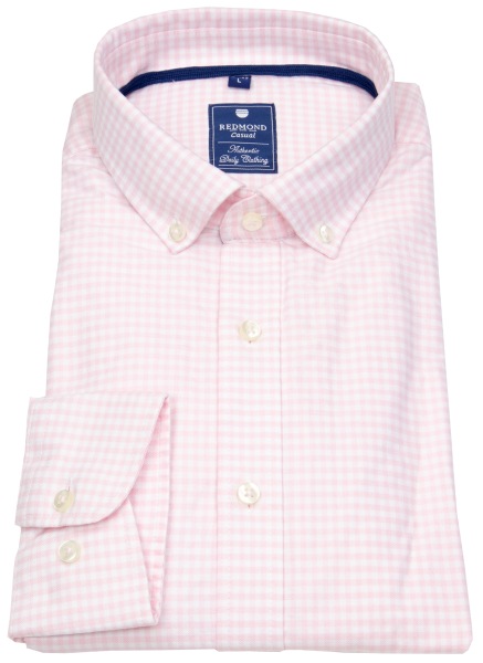 Redmond Hemd - Comfort Fit - Button Down Kragen - kariert - rosa / weiß - ohne OVP - 231505111 55 