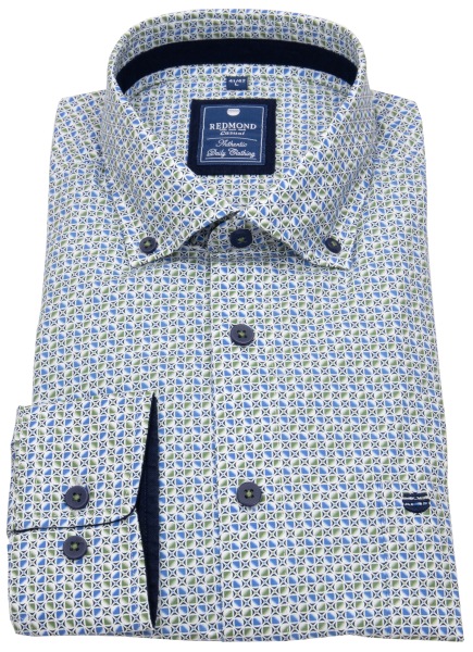 Redmond Hemd - Comfort Fit - Button Down Kragen - Print - grün - 251075111 60 